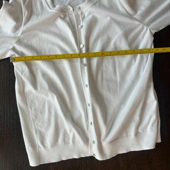 Talbots Pima Cotton 3/4 Sleeved White Cardigan Size 1X - Picture 4 of 5